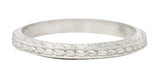 1920's H. Oppenheimer Co. Art Deco Platinum Engraved Wheat Band Ring Wilson's Estate Jewelry