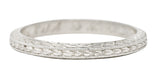 1920's H. Oppenheimer Co. Art Deco Platinum Engraved Wheat Band Ring Wilson's Estate Jewelry