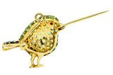 Vintage 6.45 CTW Sapphire Diamond 18 Karat Gold Bird Pendant BroochBrooch - Wilson's Estate Jewelry