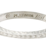 1920's H. Oppenheimer Co. Art Deco Platinum Engraved Wheat Band Ring Wilson's Estate Jewelry