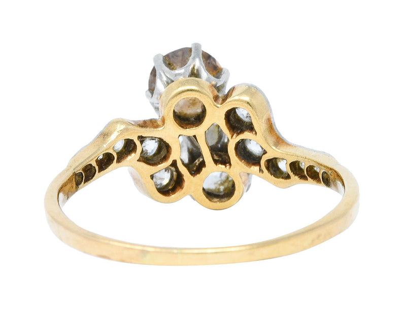 Edwardian 1.57 CTW Diamond & Fancy Diamond Platinum-Topped 14 Karat Gold Toi Et Moi RingRing - Wilson's Estate Jewelry