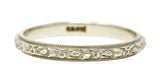 Art Deco 18 Karat White Gold Floral Wedding Band Ring Wilson's Estate Jewelry