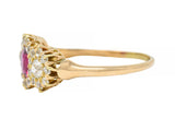 Late Victorian 1.57 CTW No Heat Ruby Diamond 14 Karat Gold Ring GIA