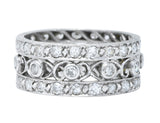 Art Deco 1.25 CTW Diamond Platinum Eyelet Eternity Band RingRing - Wilson's Estate Jewelry
