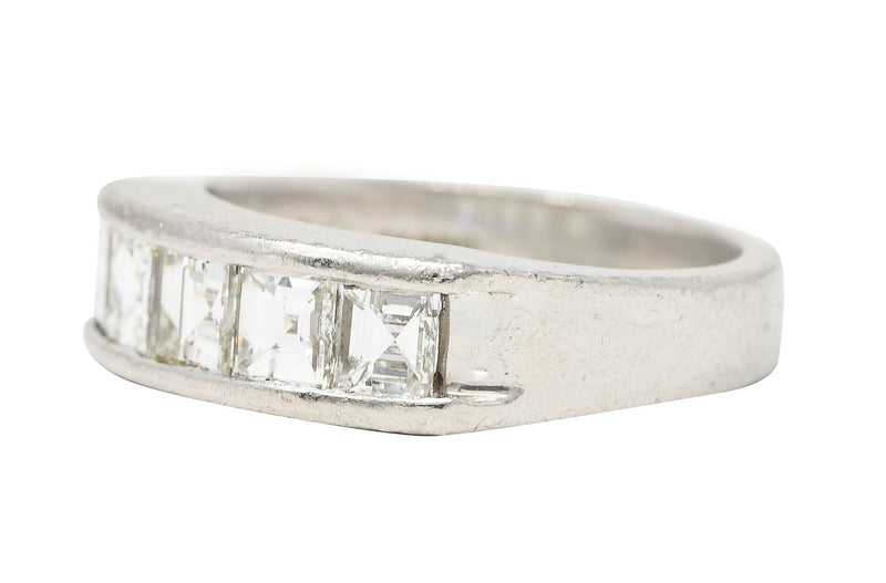 Contemporary 1.02 CTW Step Cut Diamond Platinum Channel Band Ring Wilson's Estate Jewelry