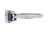 Tiffany & Co. 2.71 CTW Emerald Cut Diamond Sapphire Platinum Ring GIA