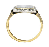 1850's Victorian Neoclassical Enamel Diamond Silver-Topped 18 Karat Gold Cupid Antique Ring Wilson's Estate Jewelry
