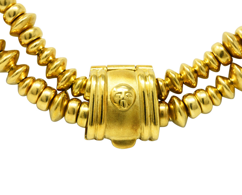 SeidenGang Diamond 18 Karat Yellow Gold Swagged Multi-Strand Station Necklace Wilson's Estate Jewelry