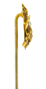 H.A. Kirby Pearl 14 Karat Gold Serpent Dragon StickpinStick Pin - Wilson's Estate Jewelry