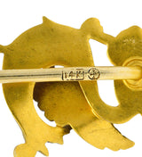 Art Nouveau Diamond 18 Karat Gold Laurel Comedy Mask StickpinStick Pin - Wilson's Estate Jewelry