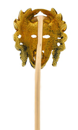 Art Nouveau Diamond 18 Karat Gold Laurel Comedy Mask StickpinStick Pin - Wilson's Estate Jewelry