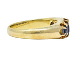 Victorian Antique Sapphire 14 Karat Yellow Gold Five Stone Foliate Band Ring