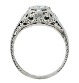 Edwardian 0.25 CTW Diamond 18 Karat White Gold Bombe Engagement RingRing - Wilson's Estate Jewelry
