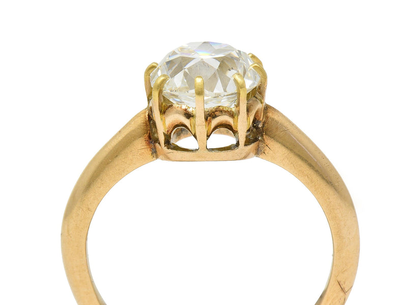 Victorian 2.11 CT Old Mine Cut Diamond 14 Karat Gold Antique Engagement Ring GIA