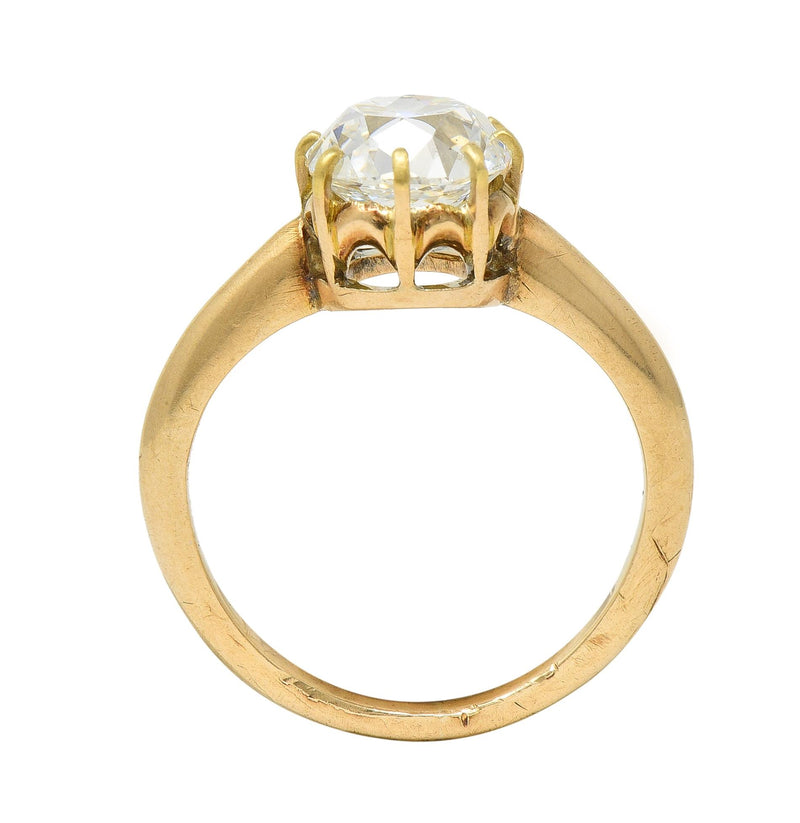 Victorian 2.11 CT Old Mine Cut Diamond 14 Karat Gold Antique Engagement Ring GIA