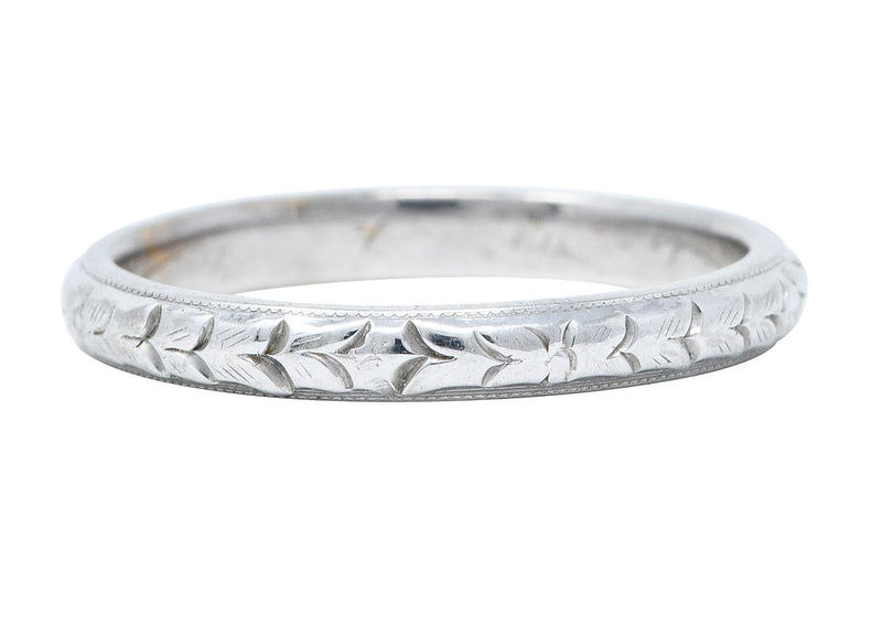 1915 Edwardian 18 Karat White Gold Garland Eternity Band RingRing - Wilson's Estate Jewelry
