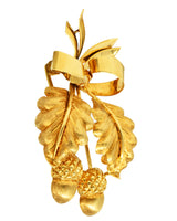 Tiffany & Co. 1960's 18 Karat Yellow Gold Acorn Bow Vintage Pendant Brooch Wilson's Estate Jewelry