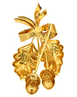 Tiffany & Co. 1960's 18 Karat Yellow Gold Acorn Bow Vintage Pendant Brooch Wilson's Estate Jewelry