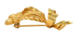 Tiffany & Co. 1960's 18 Karat Yellow Gold Acorn Bow Vintage Pendant Brooch Wilson's Estate Jewelry