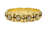 Edwardian 14 Karat Two-Tone Gold Floral Garland Antique Wedding Band Ring Wilson's Estate Jewelry