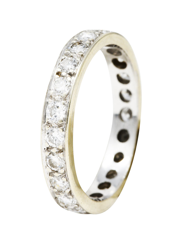 Vintage 0.92 CTW Diamond 14 Karat White Gold Eternity Wedding Band Ring Wilson's Estate Jewelry