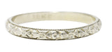Bristol & Co. Art Deco 18 Karat White Gold Orange Blossom Unisex Stacking Wedding Band Ring Wilson's Estate Jewelry