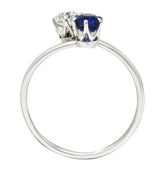 Tiffany & Co. Edwardian 0.79 CTW Sapphire Diamond Platinum Toi Et Moi Antique Bypass Ring Wilson's Estate Jewelry