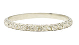 Bristol & Co. Art Deco 18 Karat White Gold Orange Blossom Wheat Unisex Stacking Band Ring Wilson's Estate Jewelry