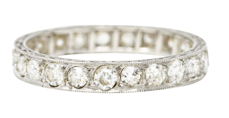Art Deco Old European 1.15 CTW Diamond Platinum Garland Eternity Wedding Band Ring Wilson's Estate Jewelry