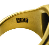 Art Deco Egyptian Revival Bloodstone 14 Karat Gold Lotus Signet Unisex RingRing - Wilson's Estate Jewelry