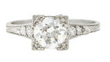 Early Art Deco Old European Cut 1.09 Diamond Platinum Heart Engagement Ring Wilson's Estate Jewelry