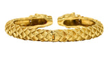 David Webb Ruby 18 Karat Yellow Gold Panther Head Kingdom Cuff Bracelet Wilson's Estate Jewelry