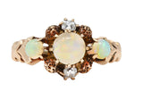 Dattelbaum and Friedman Victorian Diamond Opal 14 Karat Rose Gold Cluster RingRing - Wilson's Estate Jewelry
