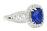 Contemporary 3.60 CTW Sapphire Diamond 18 Karat White Gold Cluster Gemstone Ring Wilson's Estate Jewelry