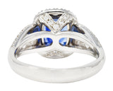 Contemporary 3.60 CTW Sapphire Diamond 18 Karat White Gold Cluster Gemstone Ring Wilson's Estate Jewelry