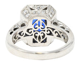 Early Mid-Century 4.90 CTW No Heat Ceylon Sapphire Diamond 14 Karat White Gold Vintage Gemstone Ring GIA Wilson's Estate Jewelry