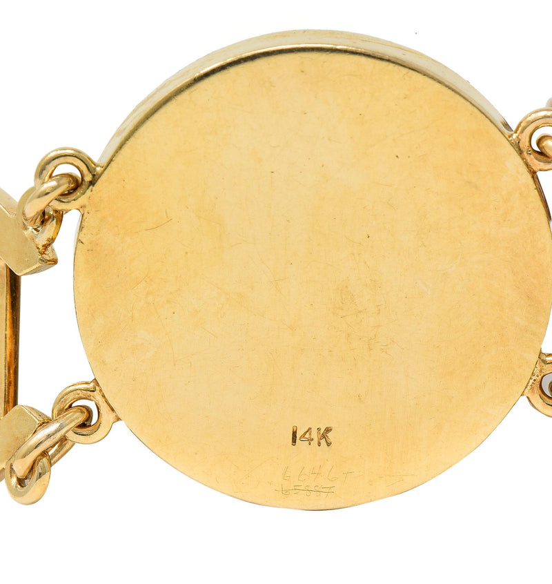 Raymond Yard Edwardian Essex Crystal Antique 14 Karat Gold Hunting Bracelet