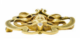 Art Nouveau Diamond Dogtooth Pearl 14 Karat Gold Goddess BroochBrooch - Wilson's Estate Jewelry