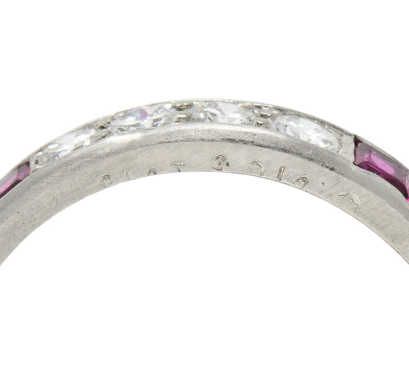 1960's Oscar Heyman 1.72 CTW Diamond Ruby Platinum Eternity Band Ring