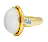 Elizabeth Locke Moonstone Aquamarine 18 Karat Gold Cabochon RingRing - Wilson's Estate Jewelry