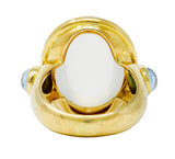 Elizabeth Locke Moonstone Aquamarine 18 Karat Gold Cabochon RingRing - Wilson's Estate Jewelry