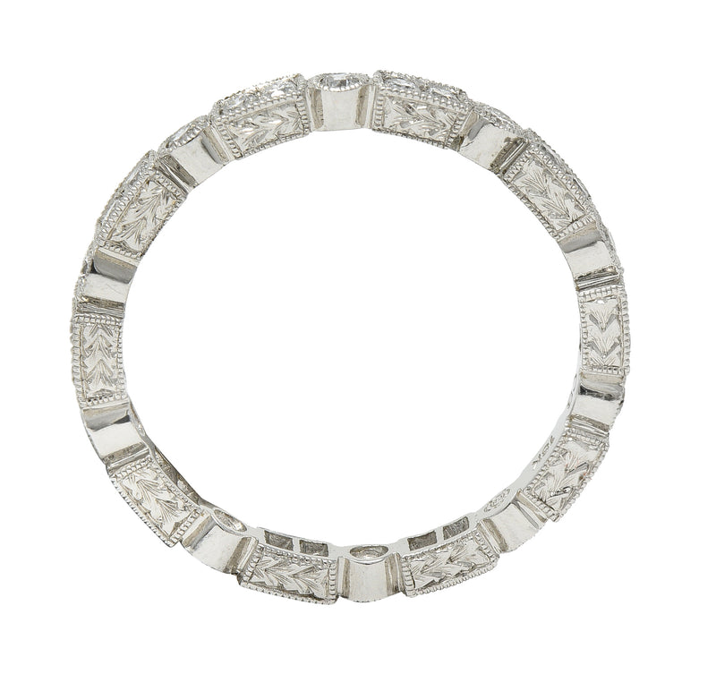 Contemporary 0.50 CTW Diamond 18 Karat White Gold Geometric Band Ring