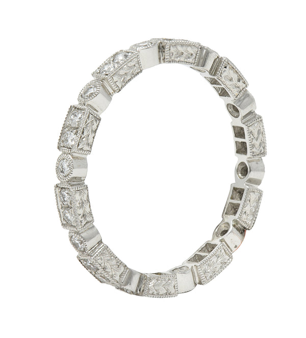 Contemporary 0.50 CTW Diamond 18 Karat White Gold Geometric Band Ring