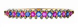 Retro 4.40 CTW Sapphire Ruby Diamond 18 Karat Two-Tone Bangle Braceletbracelet - Wilson's Estate Jewelry