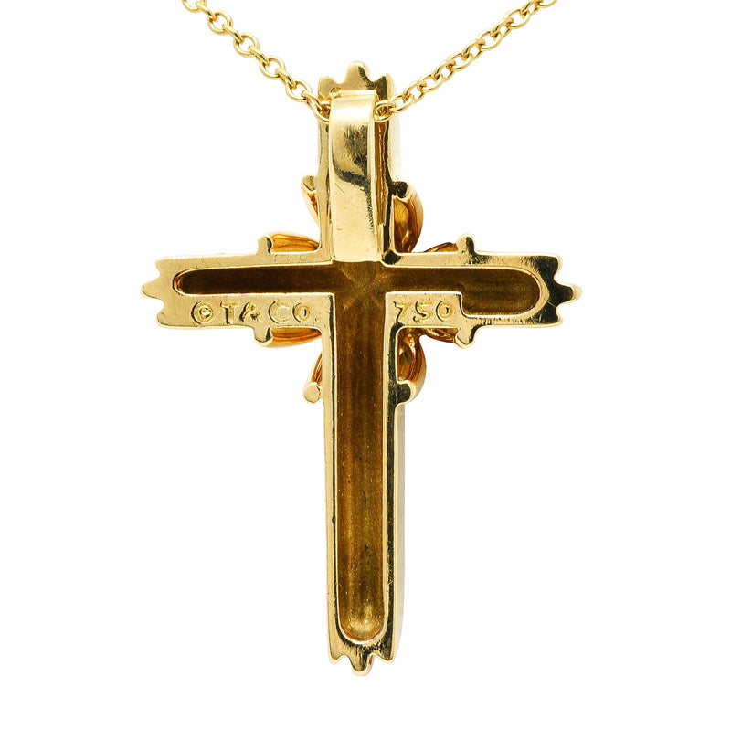 ✅old Tiffany K18YG gold cross necklace Tiffany & Co. 925 Sterling Silver & 18K Gold Cross Pendant
