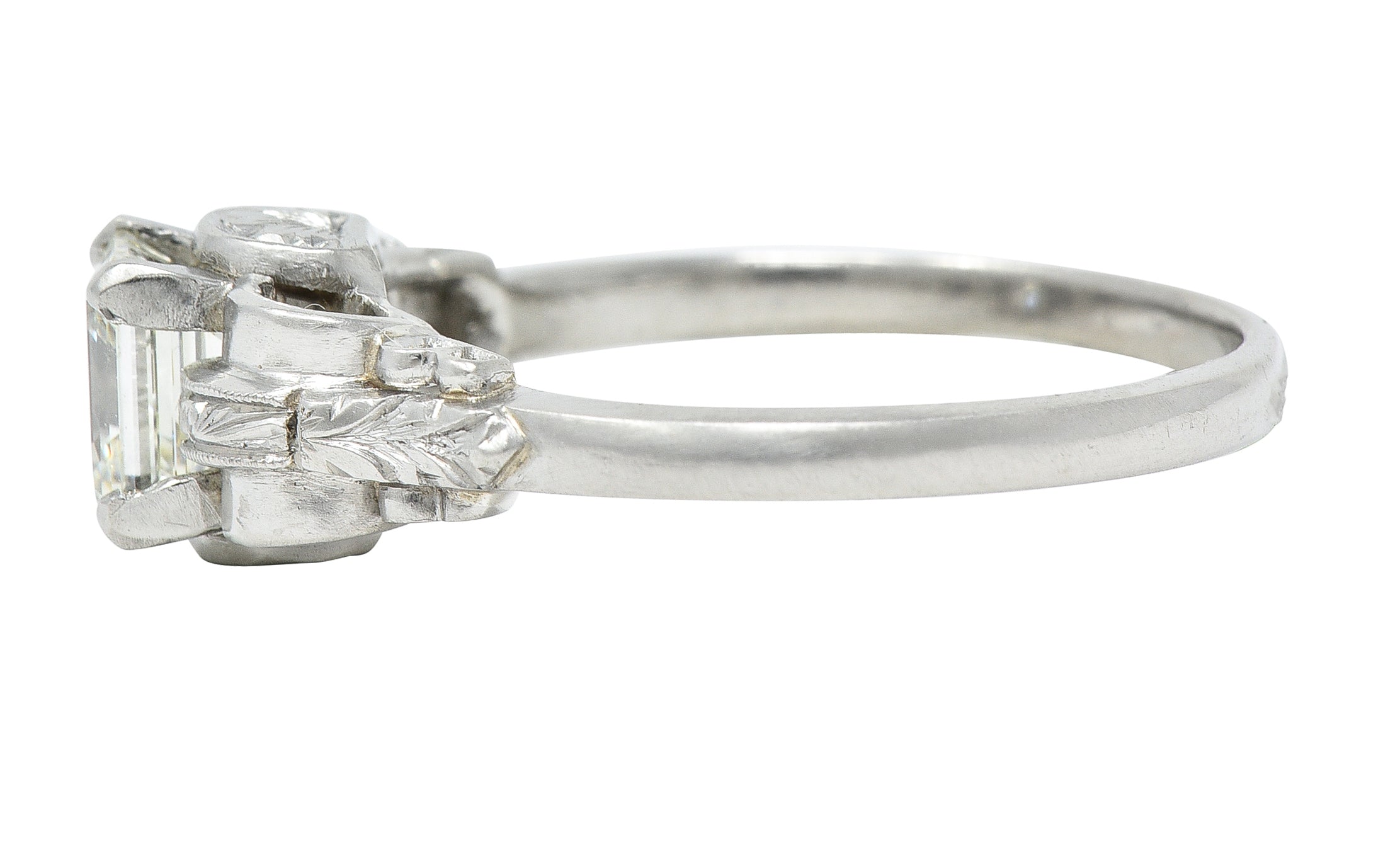 Art Deco 0.97 CTW Emerald Cut Diamond Platinum Vintage Engagement Ring GIA