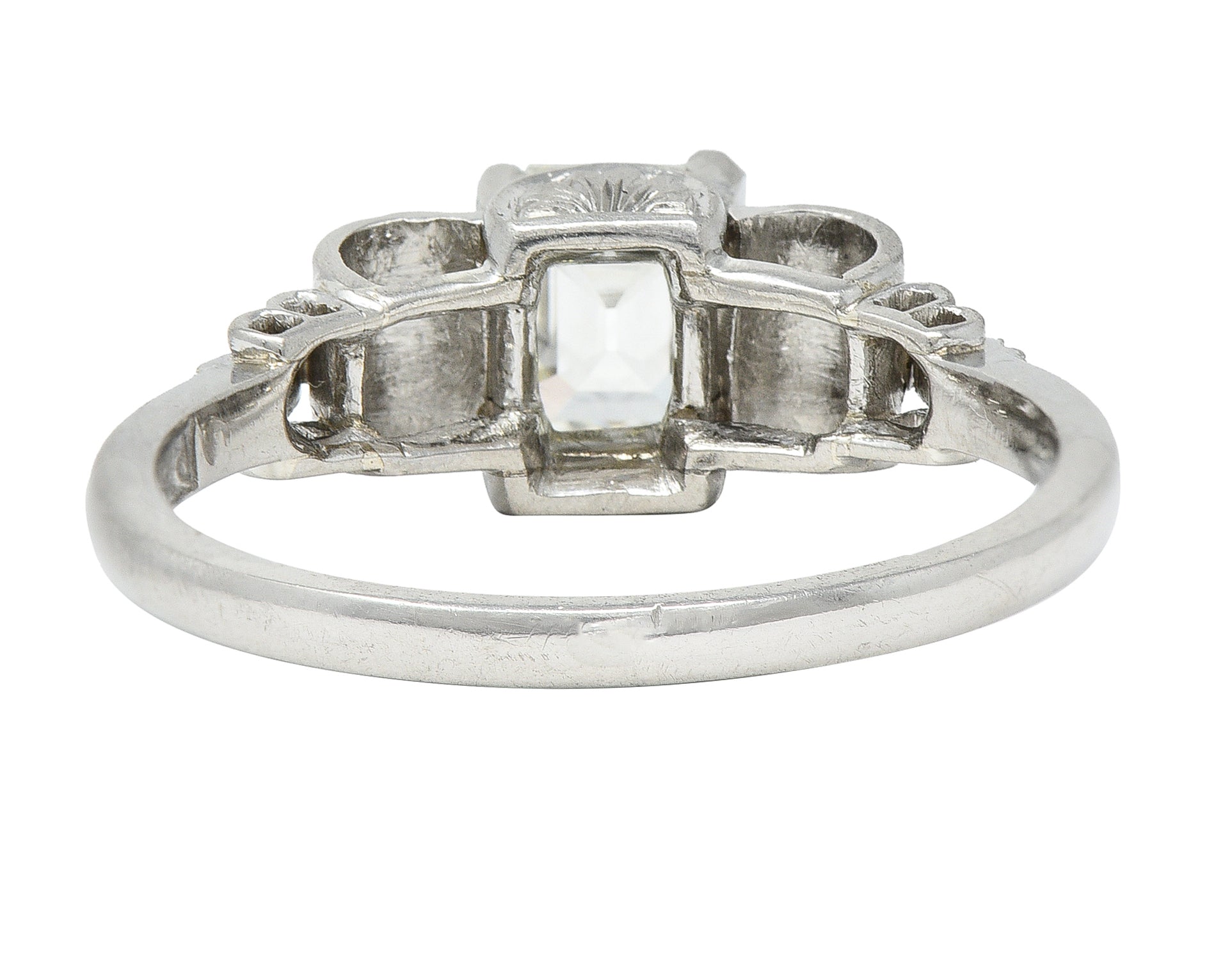 Art Deco 0.97 CTW Emerald Cut Diamond Platinum Vintage Engagement Ring GIA