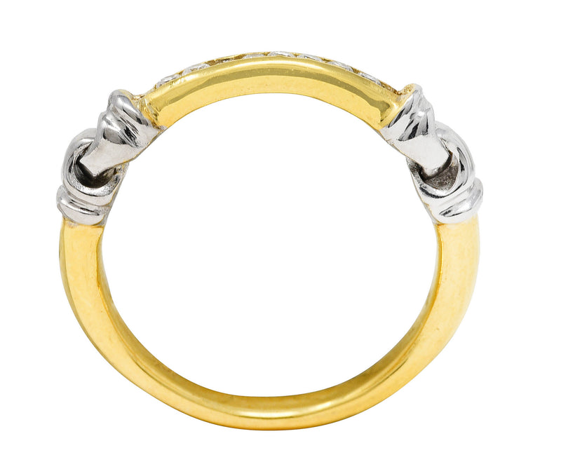Diamond 18 Karat Two-Tone Gold Channel Band Vintage Ring Wilson's Estate Jewelry