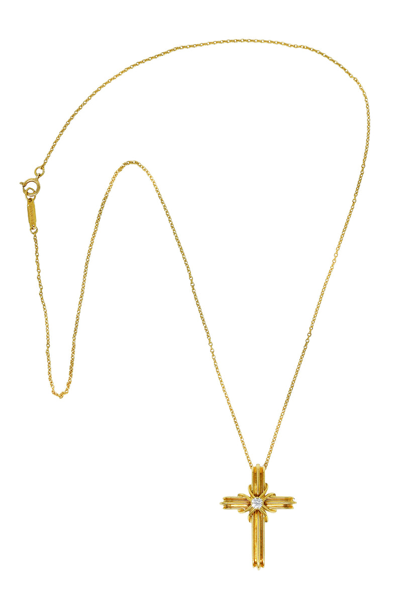 Vintage Tiffany & Co. Diamond 18 Karat Gold Cross Signature X Pendant NecklaceNecklace - Wilson's Estate Jewelry