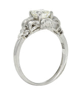 Art Deco 0.97 CTW Emerald Cut Diamond Platinum Vintage Engagement Ring GIA